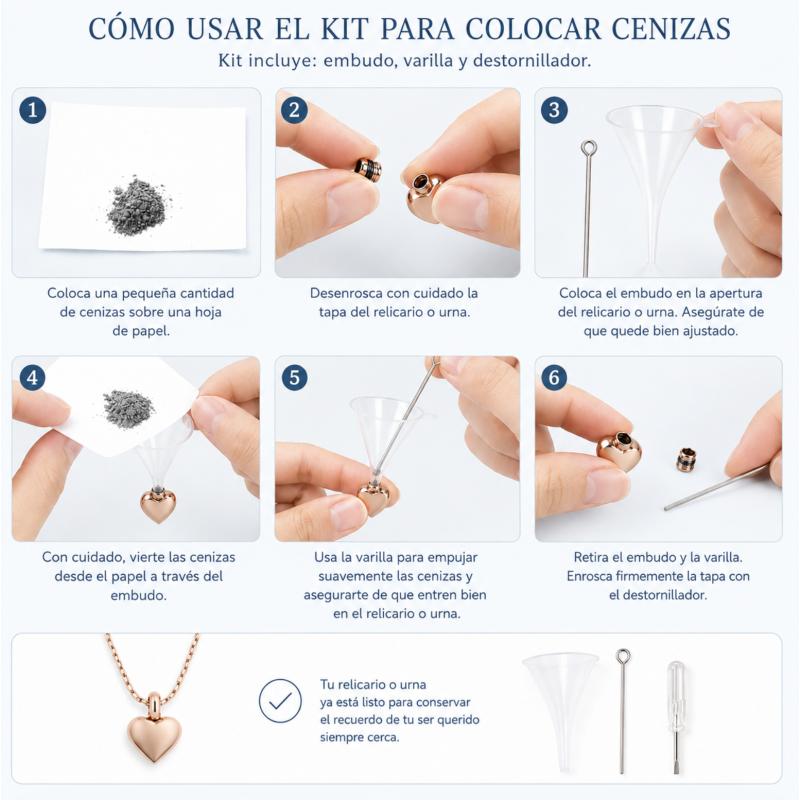 Instrumento de Transferencia de Cenizas de Cremación