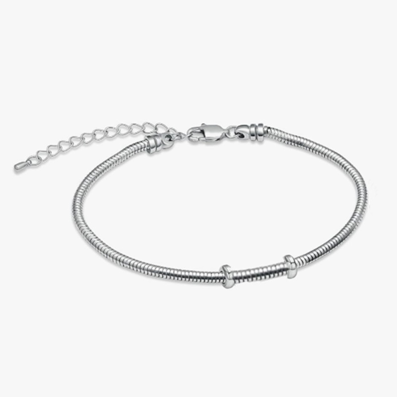 Brazalete para Charm Cadena de Serpiente en Tono Plateado