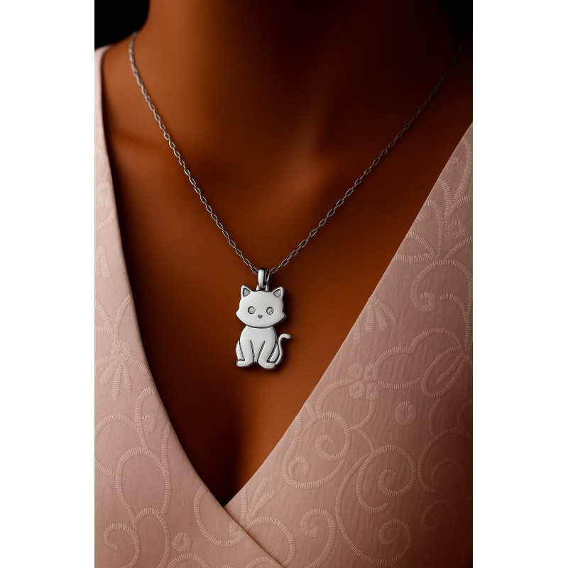 Relicario Gatito Guardián Silver